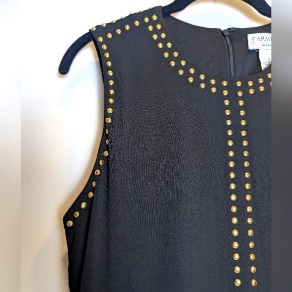 Black and Gold Studded Sleeveless Dress - Picture 3 of 6